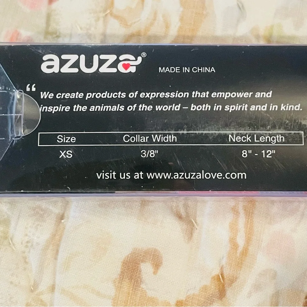 Azuza XS Extra Small Dog Collar With Bow Tie, Lovely Pink & Purple Heart Pattern